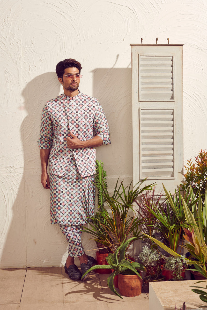 Bosky White Kameez Shalwar for Men - Collar Neck Embroidery – Muraqsh